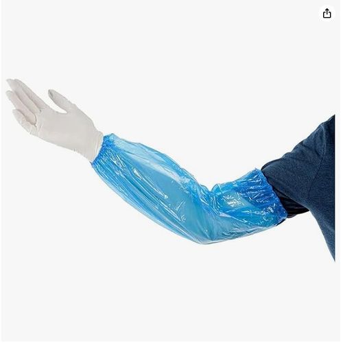 Oneprotek Lot De 100 Protège-Manches En Pe, Imperméables Et Jetables, Avec 2 Élastiques, Taille Unique (45 Cm), Bleus