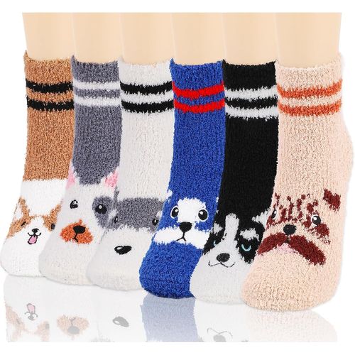 Jgd-6 Paires De Chaussettes Moelleuses Pour Chiens, Chaussettes De Sommeil Chaudes Et Douillettes Pour L'hiver