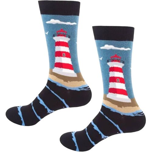 Jgd-Chaussettes Fantaisie Quirky Seaside Lighthouse ¿ Mélange De Coton, Cadeau D'anniversaire Ou De Noël Idéal Pour Homme Et Femme ¿ Taille 38-46, 1 Paire, Multicore, Taille Unique
