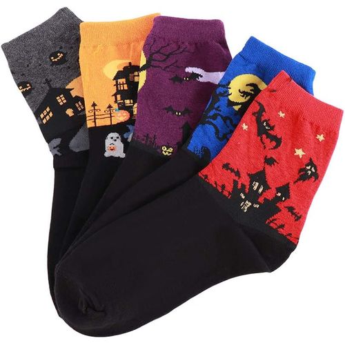Jgd-5 Paires Hommes Femmes Halloween Cartoon Chaussettes Multicolore Hiver Chaud Festival Couple Chaussettes