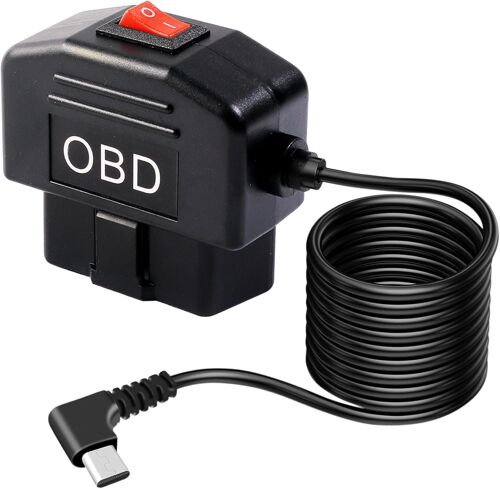 Jgd-Câble D¿Alimentation Obd De Voiture,Câble D'alimentation Obd Pour Dashcam,12 V-24 V Chargeur Obd2,Caméra De Bord 24 Heures De Surveillance/Acc Mode (Angle Type-C)