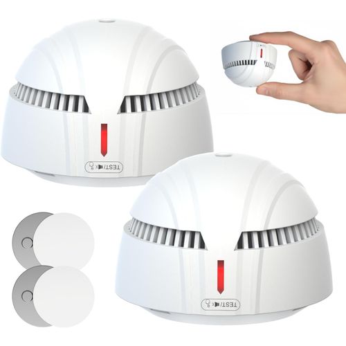 JGD-DAYTECH Mini Detecteur de Fumée avec 10 Ans Pile¿ Installation Facile Alarme Incendie détecteur fumée sans Percage avec Support Magnétique, Idéal pour Maison, Appartement et Location (Lot de 2)