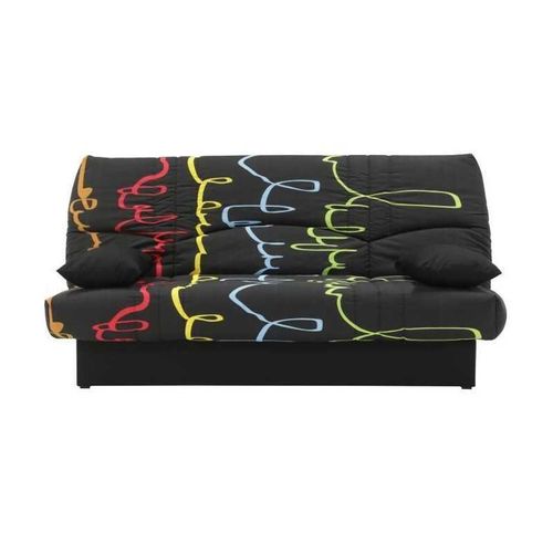 Banquette clic-clac 3 places DREAM L 190 x P 92 cm motif graffiti noir