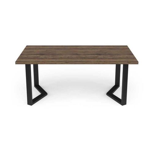 Table rectangulaire DEMEYERE MONACO 180x90 cm chêne Saloon pieds en V noirs 6 places