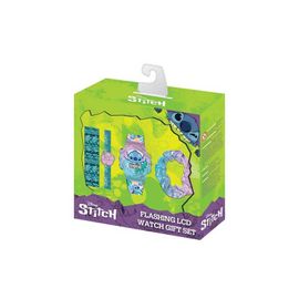 Accutime Coffret Cadeau Montre Digitale Lcd Disney Stitch Avec Bracelets