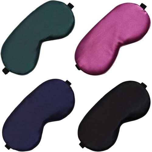Kalanka-Lot De 4 Masque De Nuit, Blackout Masque De Sommeil Pour Hommes Femmes, Masques Des Yeux Voyage Anti-Lumière Pour Les Voyages, La Maison, L'hôtel, Le Train(4 Couleurs) 