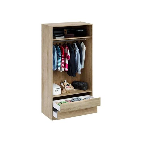 Dressing AUCUNE chêne 100 x 57 x 200 cm 2 tiroirs 2 étagères 1 tringle
