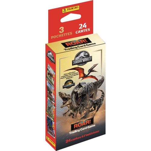 Blister Panini Jurassic World Roar! Tcg 3 Pochettes 24 Cartes 1 Carte Iridescente Par Pack