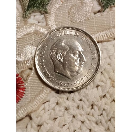 Pièce De Monnaie De 5 Pesetas 1957 Espagne.