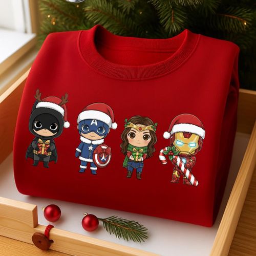 Sweat-Shirt Rouge De Noël - Mini-Héros D’Hiver