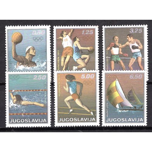 Yougoslavie 1972 Jeux Olympiques De Munich Yvert 1335-40 Neuf*