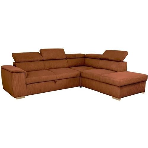 Canapé d'angle convertible AUCUNE DAYTONA 5 places tissu Lincoln terracotta 260 x 216 x 94 cm