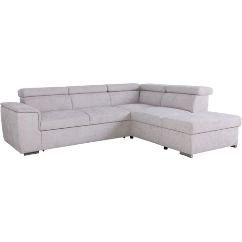 Canapé d'angle convertible AUCUNE DAYTONA 5 places tissu beige coffre 260 x 216 x 94 cm