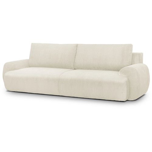 Canapé convertible AUCUNE MILO 3 places velours côtelé beige 254 x 99 x 84 cm