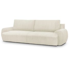 Canapé convertible AUCUNE MILO 3 places velours côtelé beige 254 x 99 x 84 cm