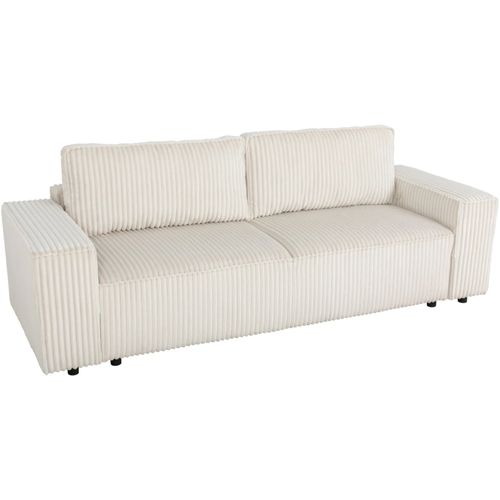 Canapé convertible AUCUNE JOSH 3 places velours grosses côtes Pearl coffre 239 x 86 x 85 cm