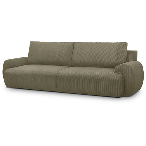 Canapé convertible AUCUNE MILO 3 places velours côtelé vert kaki 254 x 99 x 84 cm