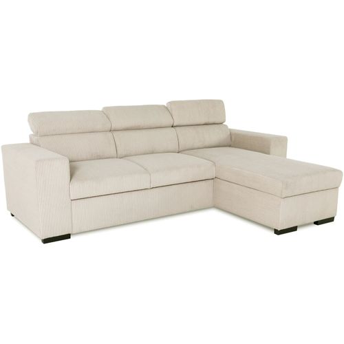 Canapé d'angle AUCUNE VICOMTE 4 places velours côtelé beige convertible réversible coffre 187L 237 x 167 x 88 cm