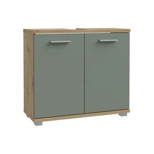 Meuble sous-lavabo FORTE CHAMP 2 portes 69,9 x 28,9 x 62 cm chêne artisan / vert sauge