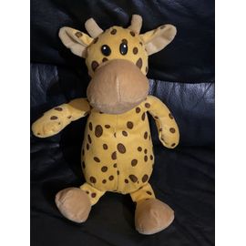 Doudou peluche girafe jaune et marron 35cm 