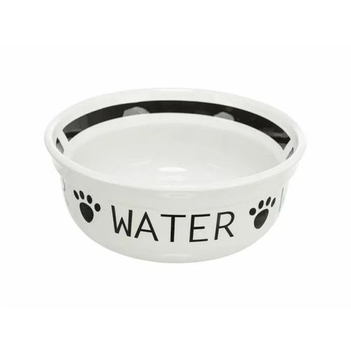 Mangeoire Pour Chien - Trixie - Ø 13 Cm - 250 Ml - Blanc Noir - 50.5x47x31 Cm - Facile À Nettoyer