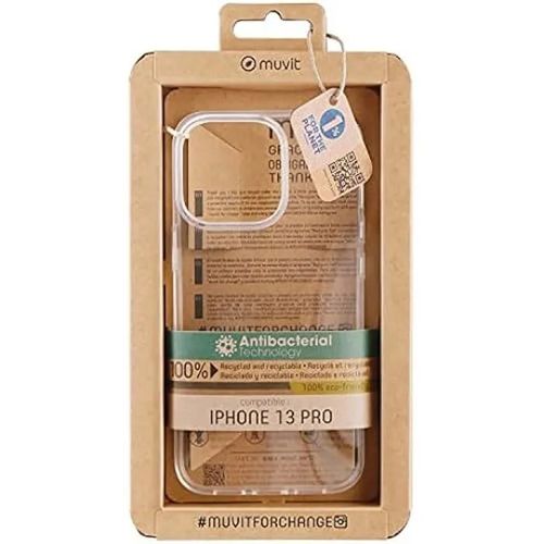 Coque pour iPhone 13 Pro - MUVIT FOR CHANGE - Antibactérien - Recycletek - Transparent - Rigide