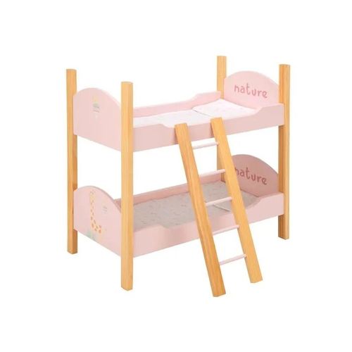 Lit superposé en bois pour poupées - Arias - 50x27.5x49.5 cm - Rose - Échelle incluse - 2 oreillers - 2 couvre-lits