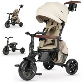 Tricycle Évolutif Pliable - Qplay - Comfort Max 6 En 1 - Siège Pivotant À 360° - Inclinable - Harnais À 5 Points