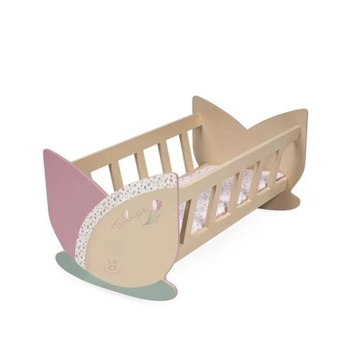 Berceau en bois pour poupées - DE CUEVAS TOYS - Pour poupées jusqu'à 48 cm - Matelas inclus - 49.5x28x24 cm - Rose
