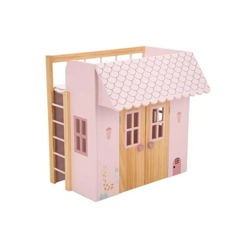 Lit cabane en bois pour poupée - Arias - Rose - Dimensions: 50x39x50 cm - Cottage - Matériau: Plastique