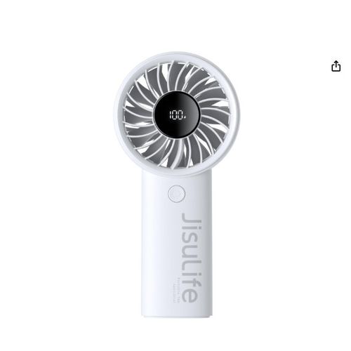 Ventilateur portable JISULIFE, batterie 5000 mAh, ventilateur portable amélioré avec un flux d'air puissant, mini ventilateur portable rechargeable par USB avec affichage numérique, l'idéal (gris)