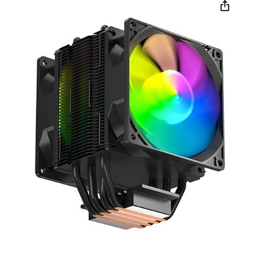 Refroidisseurs de processeur upHere 4 caloducs noirs, tour simple avec deux ventilateurs de boîtier ARGB et PWM 5 V de 92 mm pour sockets Intel et AMD, compatible LGA1700, A94C
