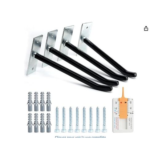 Sinoer Lot De 4 Crochets Pour Pneus De Garage En Acier Robuste - Support Mural Pour Roue De Garage - Peut Supporter Jusqu'À 50 Kg