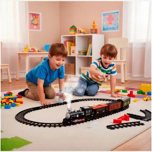 Jouet Train vapeur - SPRINGOS - Locomotive avec effets sonores - 5 wagons - 43 pièces - Sécurisé CE