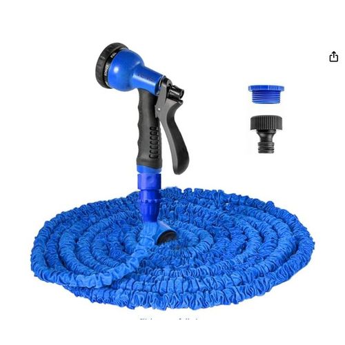 Tuyau d'arrosage extensible 7,5 m, tuyau d'arrosage flexible de 25 pieds avec buse de pulvérisation à 8 jets, étanche, rétractable et robuste, avec raccords 3/4" et 1/2" (7,5 m, vert)