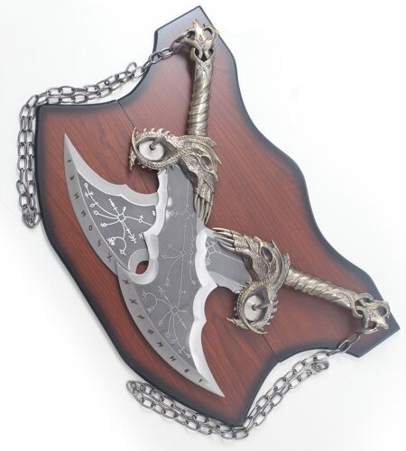 Kratos Lames Du Chaos God Of War Dague Kratos Poignard Couteau Acier + Presentoir En Bois Décoration