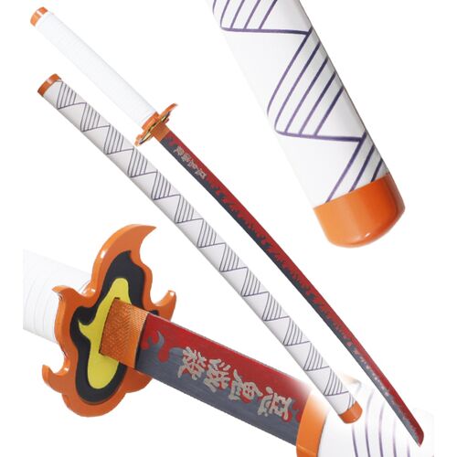 Demon Slayer Katana Kyojuro Rengoku Epee en Acier Kimetsu No Yaiba Sabre Décoration