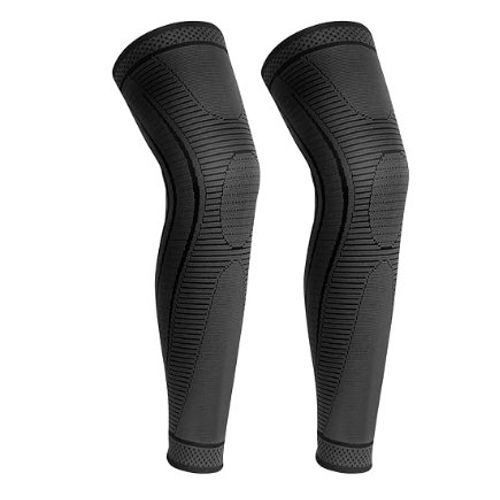 Genouillères Sport Longue Respirant Genouillère De Compression Pour Hommes Et Femmes Avec Gel De Silice Antidérapant Pour Acj, Pcl, Déchirure Ménisque, Arthrite, Ténosynovite 1 Paire (Noir, L)