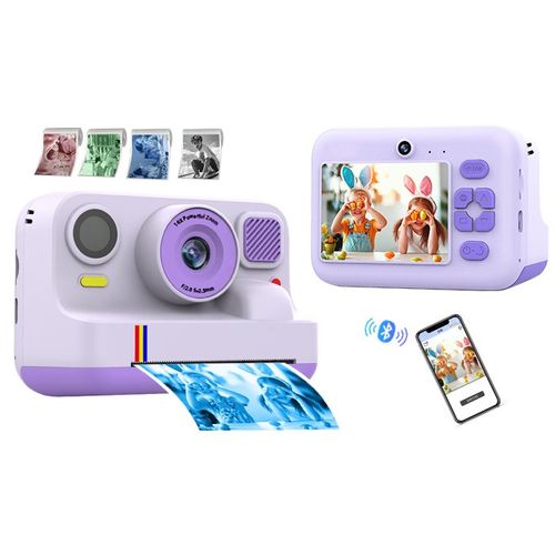 BLOSSOM Appareil photo pour enfants,Double caméra,2.4" écran,5rouleaux de Papier Photo,cadeau d'anniversaire - violet