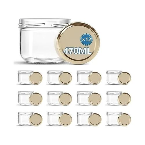 Lot De 12 Bocaux En Verre-Terrine 470 Ml -Avec Les Couvercles-Fabrication Française