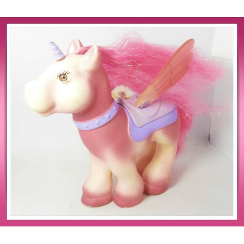 Cheval Licorne rose à coiffer avec bruitage - 21x23cm