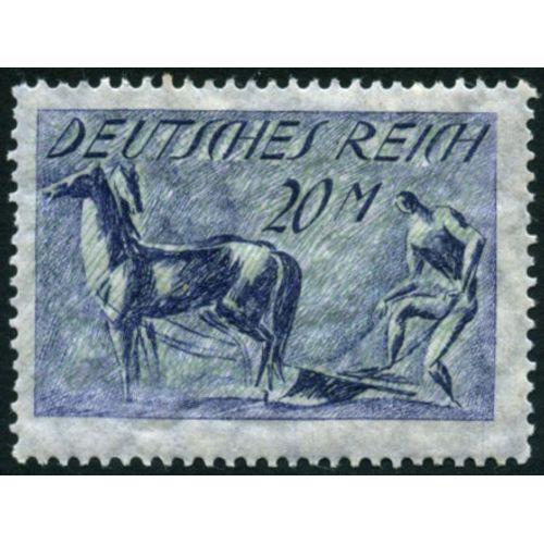 Allemagne, Rép. De Weimar 1921, Très Beau Timbre Neuf** Luxe Yvert 153, Laboureur Et Son Cheval 20mk Bleu Vert.