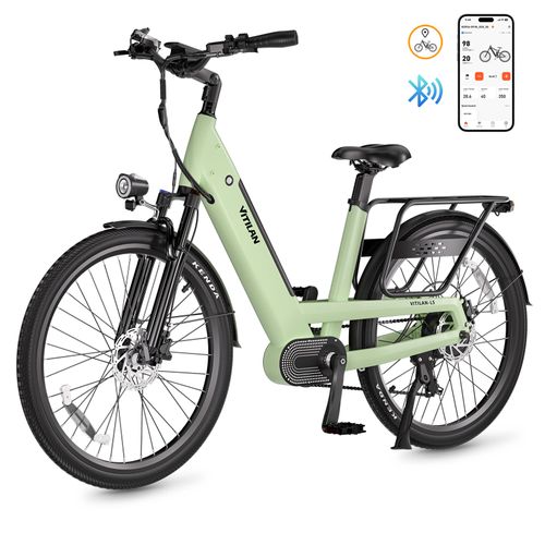 Vélo Électrique Vitilan L5 26" Moteur 500w Vélo Électrique Urbain 48v 15ah Autonomie Max. 90 Km Charge Max. 150 Kg Connexion À L'Application Vert