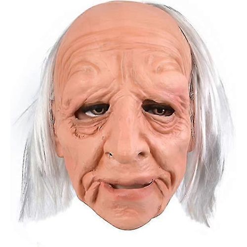 Masque De Vieil Homme, Masque Intégral Effrayant Avec Cheveux, Accessoire De Cosplay Pour Adulte, Vieil Homme En Latex