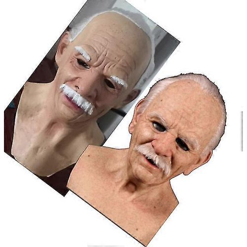 Masque De Vieil Homme Souriant Pour Halloween, Masque Intégral En Latex, Accessoire De Cosplay.