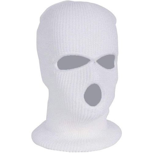 Masque De Ski Cagoule 3 Trous, Écharpe, Visière, Coupe-Vent, Chaud, Blanc, Idéal Pour Le Ski, Les Sports De Glisse Et La Moto En Hiver. Couverture Intégrale Du Visage En Maille.