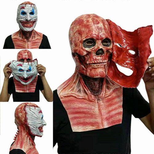 Masque De Crâne Ensanglanté, Masque D'horreur Double Couche Pour Halloween, Accessoire De Cosplay