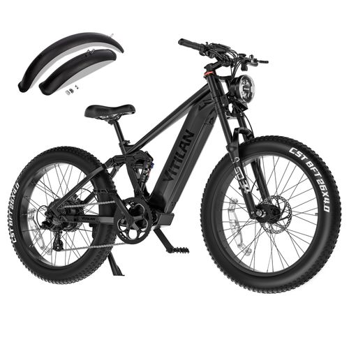Vélo Électrique Adulte Vitilan T7 Pro 26" Moteur 1000w Vélo Électrique De Ville Suspension Complète 52v 20ah Autonomie Max. 128 Km Charge Max. 150 Kg 8 Vitesses Noir
