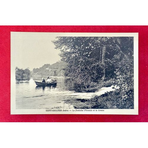 Carte Postale Ancienne Animée Cpa Saint-Gaultier Indre. Barque. La Fontaine D'Usseau Et La Creuse. Paysage Autour Du Camp De Chasseneuil. 1941.