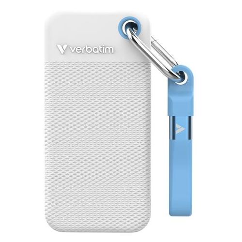 Verbatim Pocket - Color Edition - SSD - 1 To - porte-clé avec attachement à câble - externe (portable) - M.2 - USB 3.2 Gen 2 (USB-C connecteur) - blanc